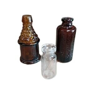 Vtg Lot Of 3 Miniature Bitters Bottles.Purple 2", Amber Wheaton 2", Clear 1 1/4"